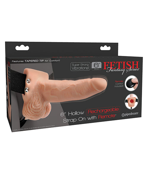 Fetish Fantasy Series 6" Hollow Rechargeable Strap On w/Remote - Assorted Colors