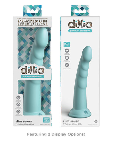Dillio Platinum 7" Slim Seven Silicone Dildo - Teal