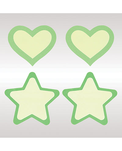Peekaboos Glow in the Dark Hearts & Stars - Green 2 Pairs