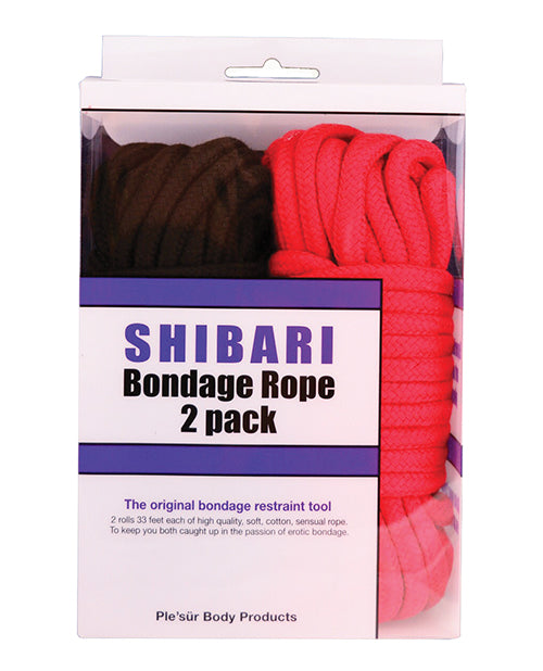 Plesur Cotton Shibari Bondage Rope 2 Pack - Black/Red
