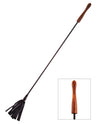 Rouge Leather Riding Crop w/Rounded Wooden Handle - Black