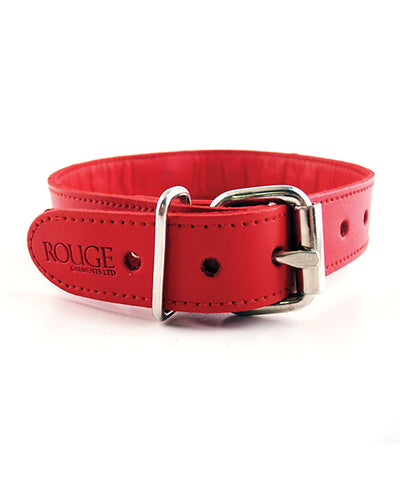 Rouge Leather O Ring Studded Collar - Red