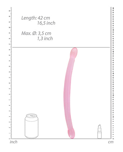 Shots RealRock Crystal Clear 17" Double Dildo  - Pink