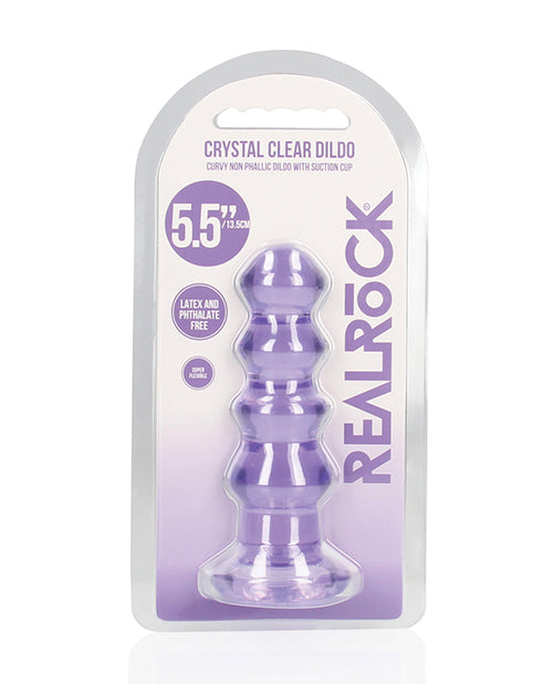 Shots RealRock Crystal Clear 5.5" Curvy Dildo/Butt Plug - Purple