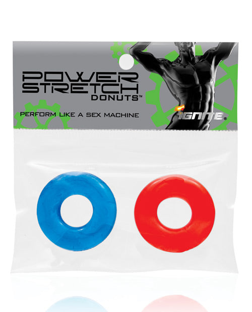 Ignite Power Stretch Donuts Cockrings - Pack of 2 Red/Blue