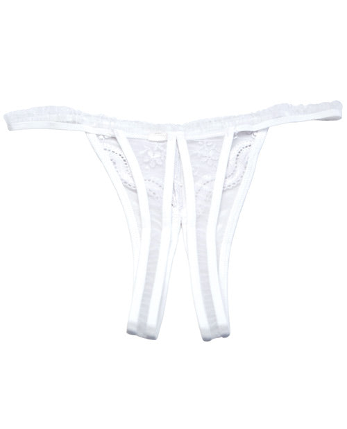 Scalloped Embroidery Crotchless Panty White O/S