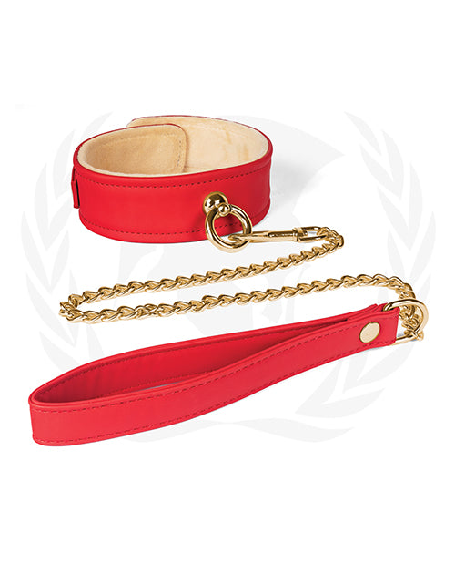 Spartacus Plush Lined PU Collar & Chained Leash