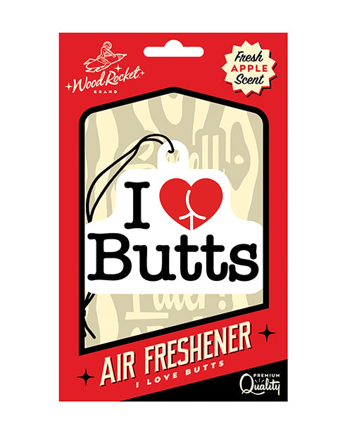 '=Wood Rocket I Love Butts Air Freshener - Apple