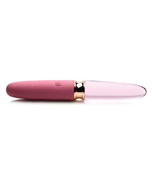Prisms Vibra-Glass 10x Dual Ended Smooth Silicone/Glass Vibrator - Rose